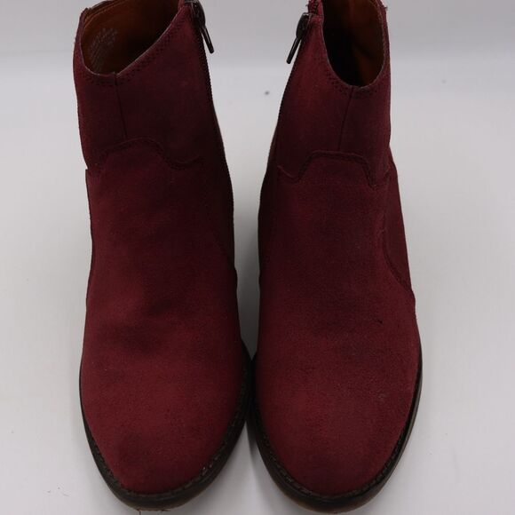 Lucky Brand Red Suede Ankle Booties 7.5 Boho Western Fall Western Winter Look - Picture 4 of 13